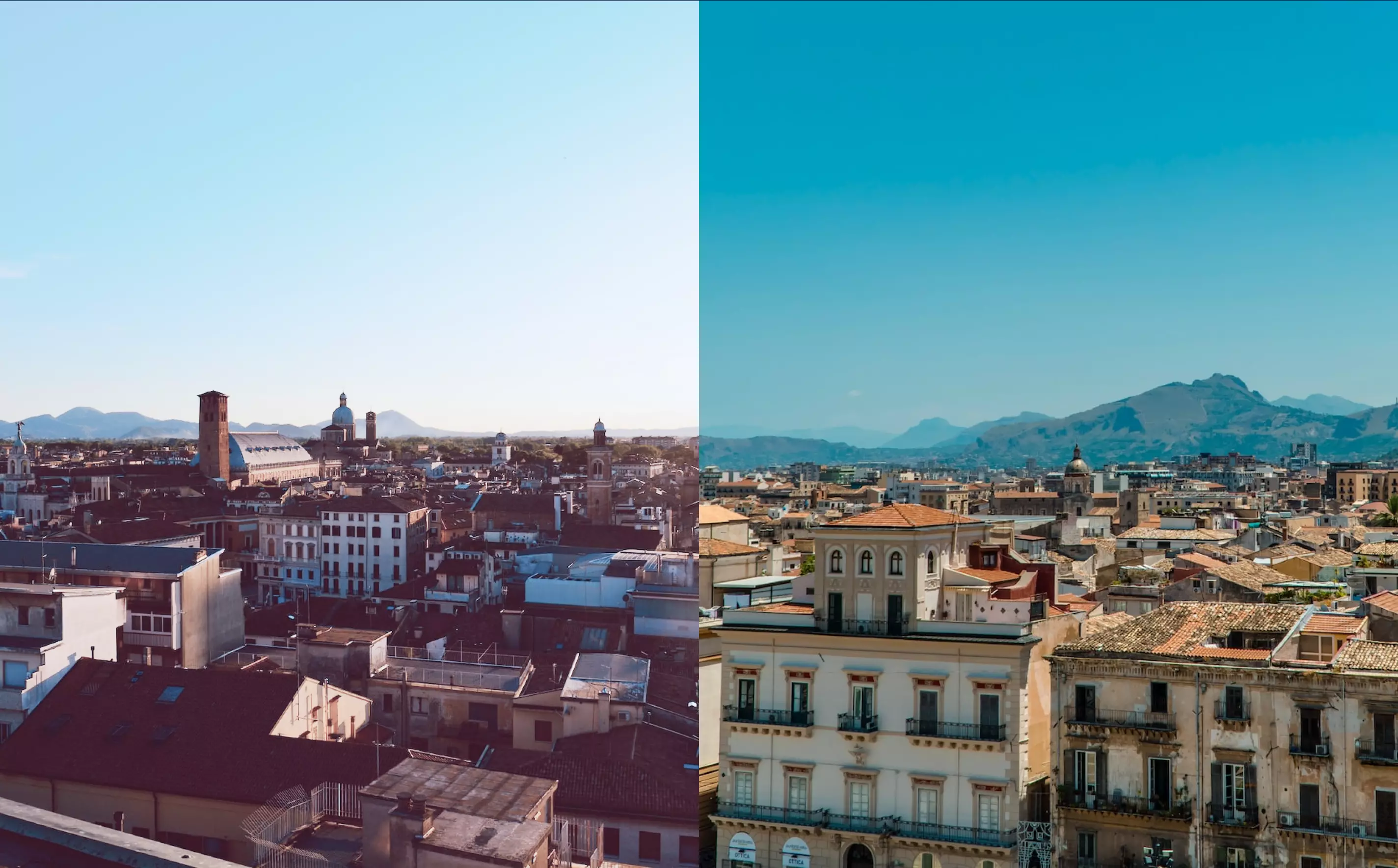 2 immagini che raffigurano la città di Palermo e di Padova